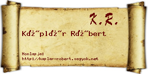 Káplár Róbert névjegykártya